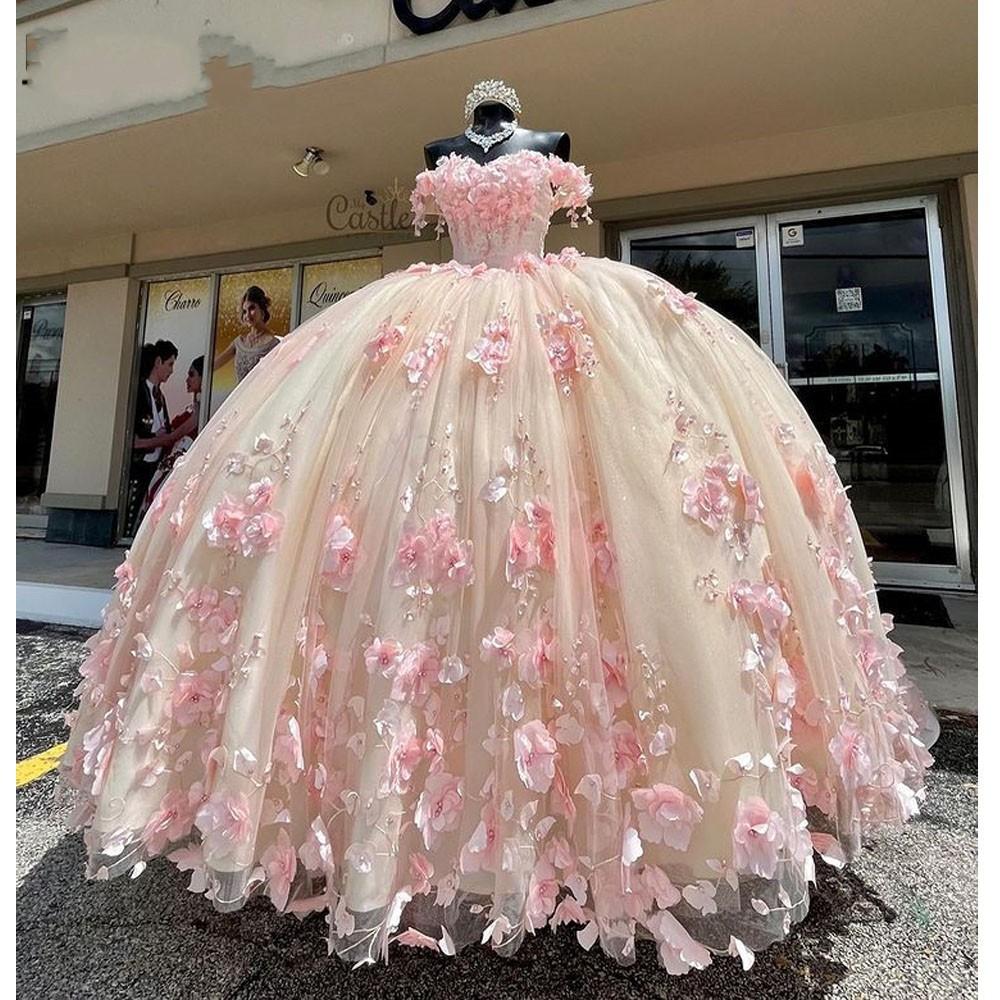 New Lace Pink Quinceanera Dress