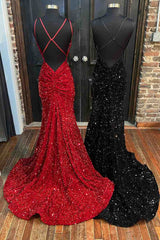 New Mermaid Long Prom Formal Dresses Sequin With Double Straps - MyChicDress