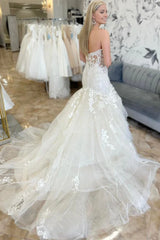 New Trumpet Mermaid Wedding Dress Appliques Lace Sweetheart - MyChicDress