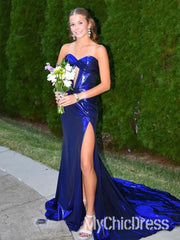 New Gold Metallic Prom Dresses Pleated Strapless Long Formal Dress