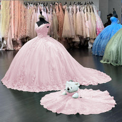 2024 Off Shoulder Pink Sweet 16 Quinceanera Dresses Lace Birthday Paty Dresses