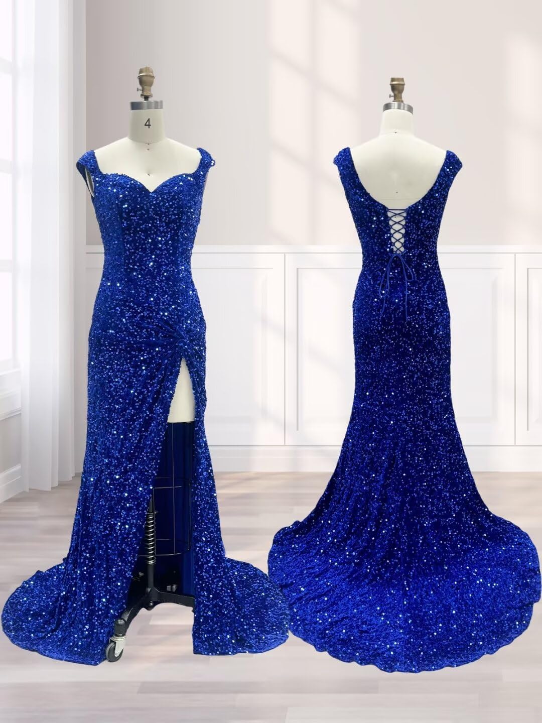 Off the Shoulder Sequin Burgundy Mermaid Prom Dresses Shiny - MyChicDress