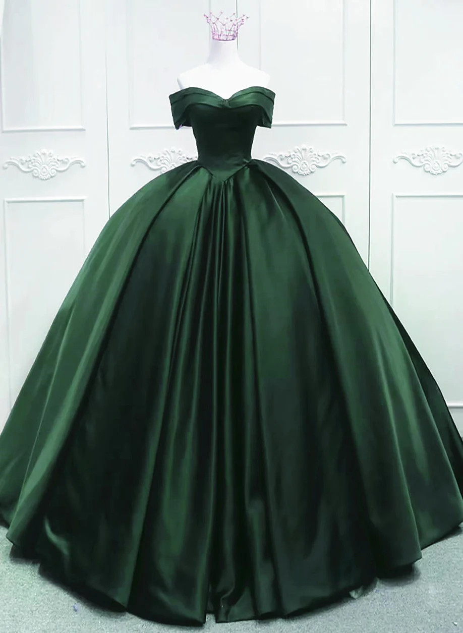 Green Satin Quinceanera Dresses 2024