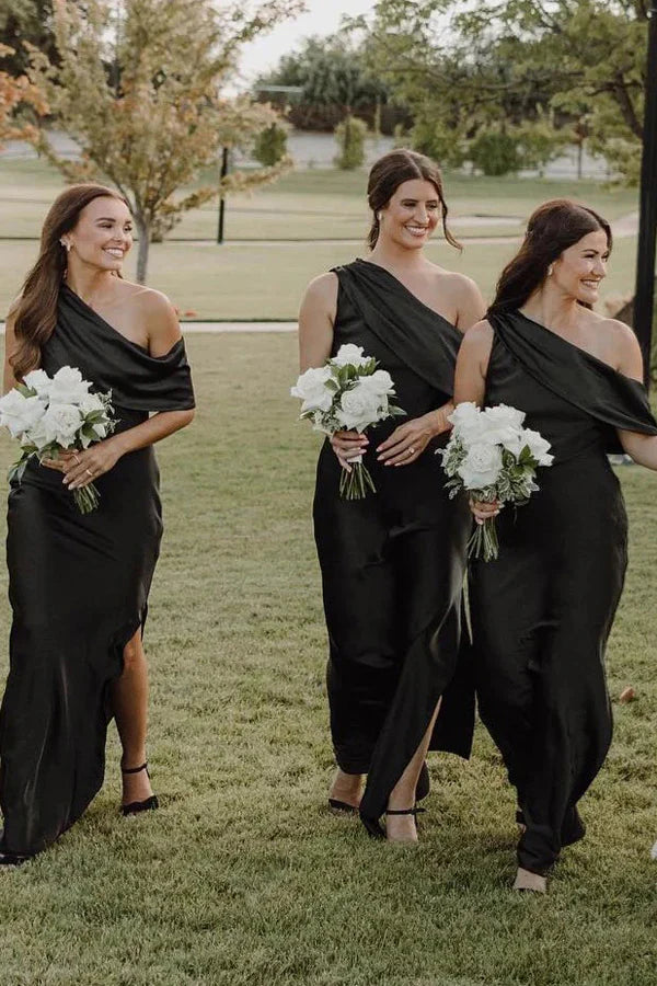 Elegant One Shoulder Red Bridesmaid Dress Crepe Fitted