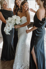 Elegant One Shoulder Red Bridesmaid Dress Crepe Fitted