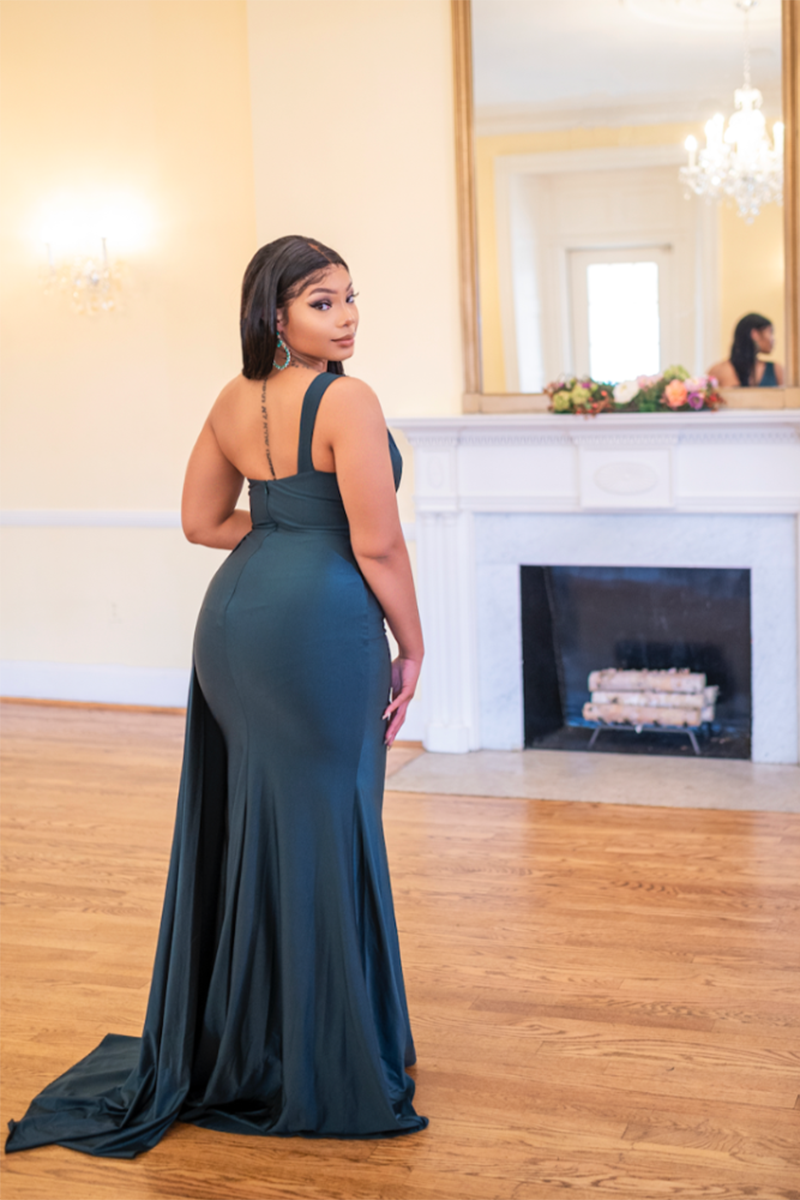 One Shoulder Plus Size Orange Wedding Guest Dress Satin Mermaid - MyChicDress