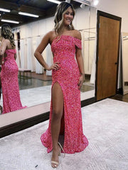 One Shoulder Trumpet Sequin Prom Dresses Sparkle Formal Dress - MyChicDress