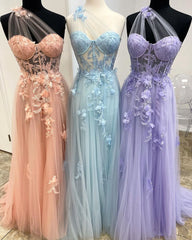 2025 Black One Shoulder Long Prom Dresses Formal Dress with Split
