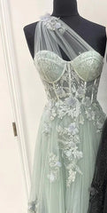 2025 Black One Shoulder Long Prom Dresses Formal Dress with Split
