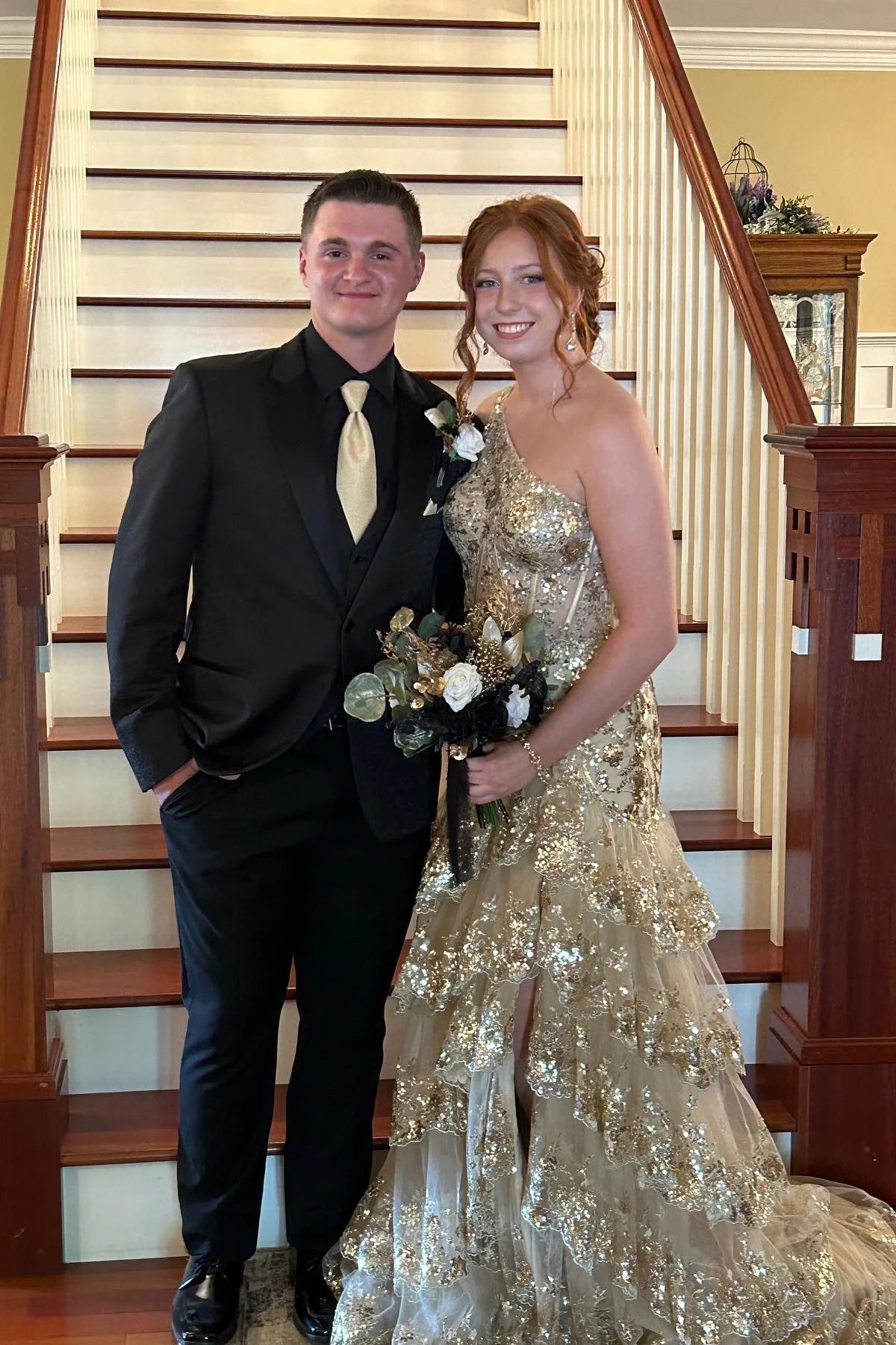 One Shoulder Sequin Silver Tiered Long Formal Dress - MyChicDress