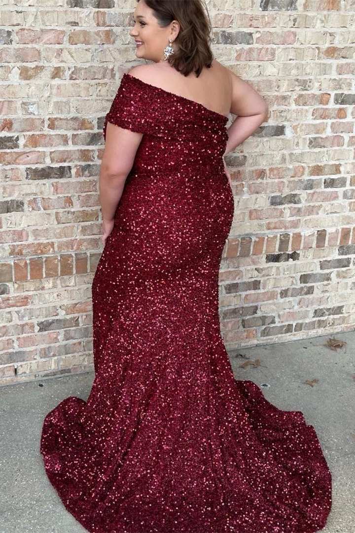 The Shoulder Plus Size Burgundy Prom Dress Plus Size Wine Red