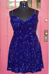 Plus Size Royal Blue Homecoming Dress A-Line Short Hoco Dress