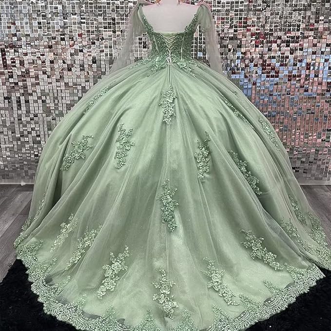 Princess Mint Green Quinceanera Dresses Lace 2025 Sweet 16 Birthday Party Dress