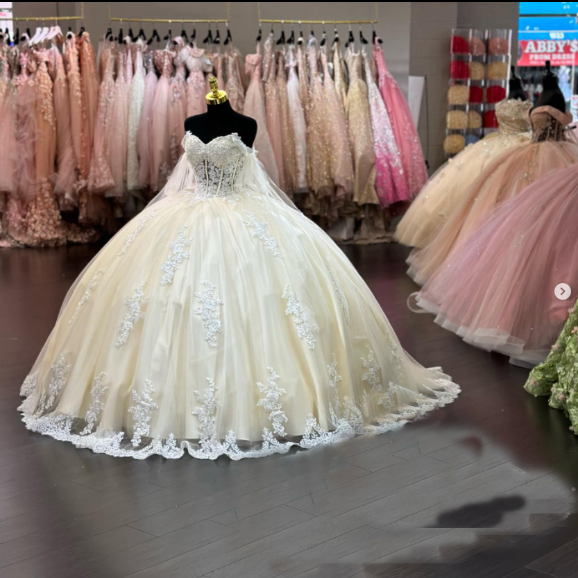 Champagne Quinceanera Dresses Lace 2024
