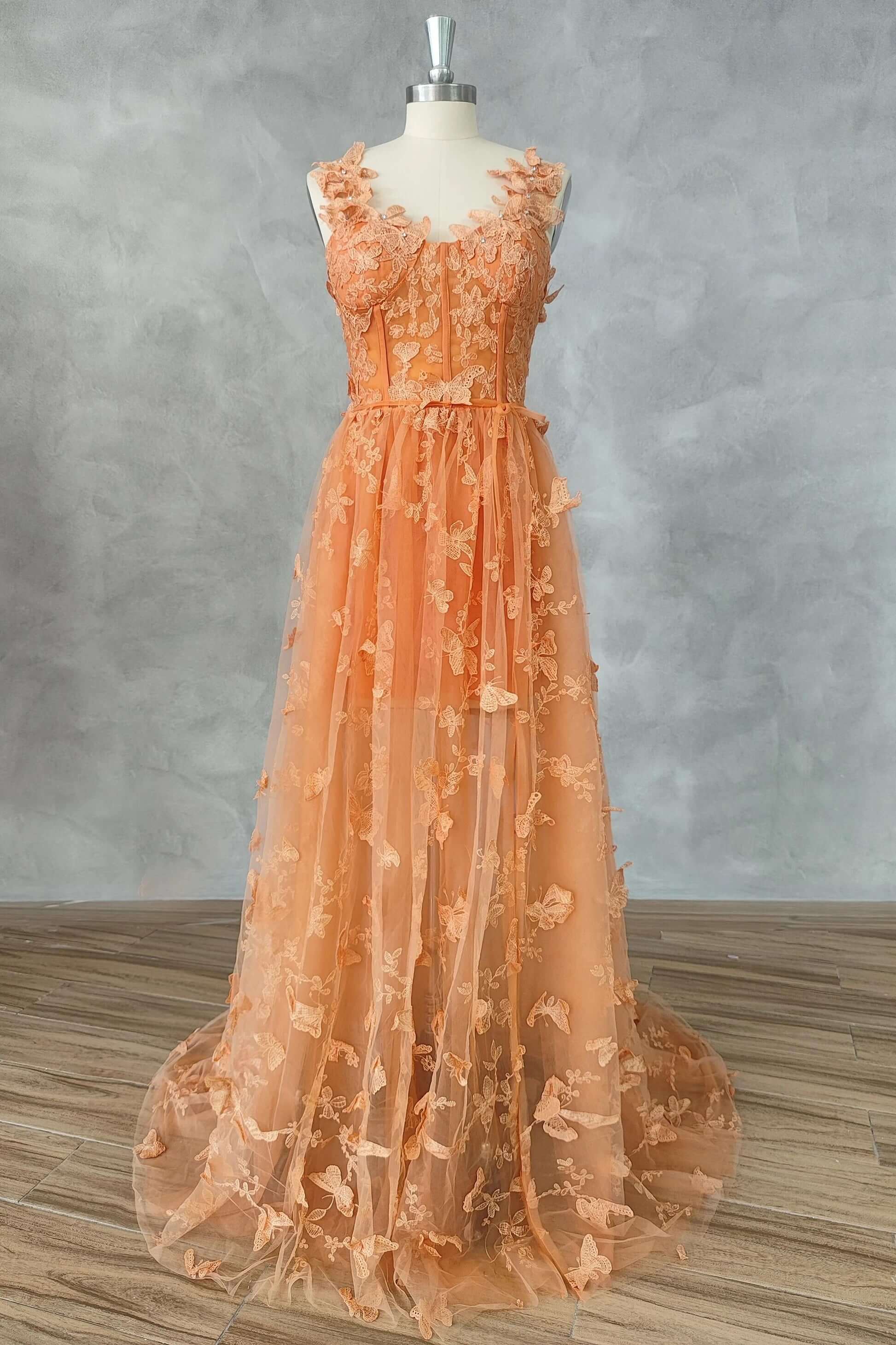 Princess Sage Green Prom Dresses A Line 3D Butterflies for Women 2024 - MyChicDress