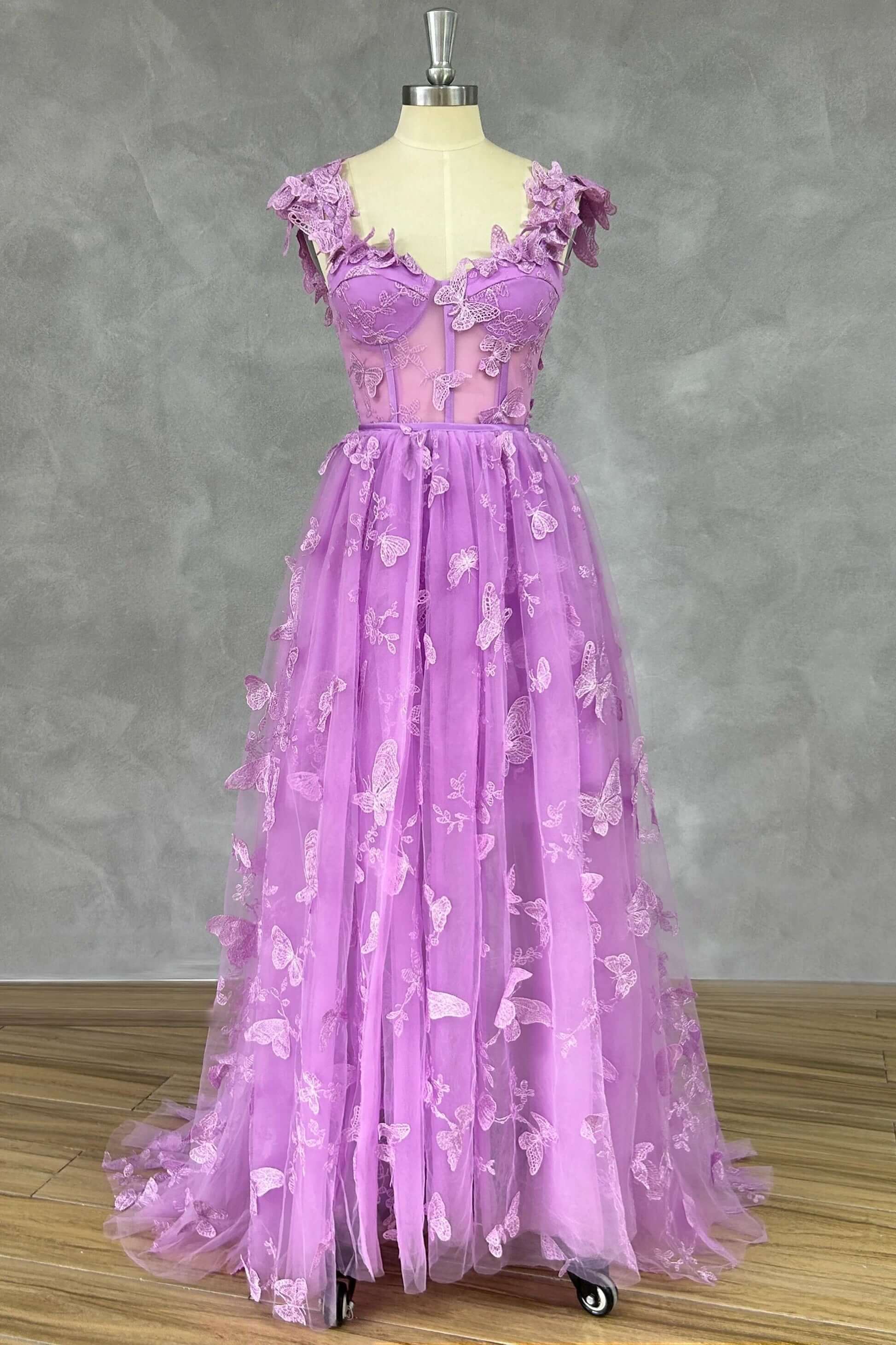 Princess Sage Green Prom Dresses A Line 3D Butterflies for Women 2024 - MyChicDress