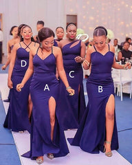 Satin Purple Mismatched Bridesmaid Dresses Mermaid Wedding Party Dress