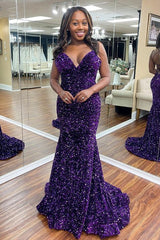 Sequins Mermaid UK Evening Dress Spaghetti Straps Formal Dress