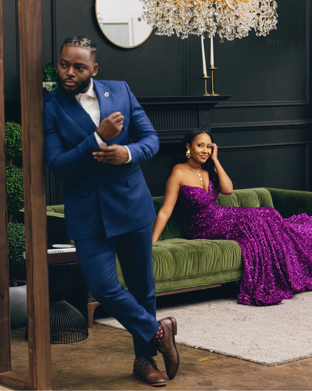 Sexy Purple Sequin Prom Dresses Strapless Mermaid Long Formal Dress