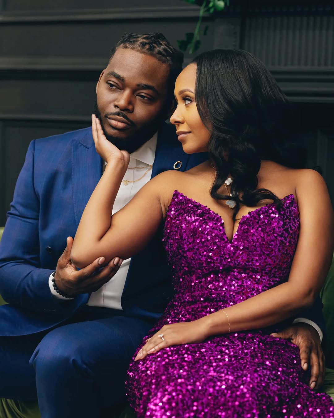 Sexy Purple Sequin Prom Dresses Strapless Mermaid Long Formal Dress