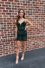 Sexy Short Hoco Dresses Tight Mermaid Sequin Cocktail Dress