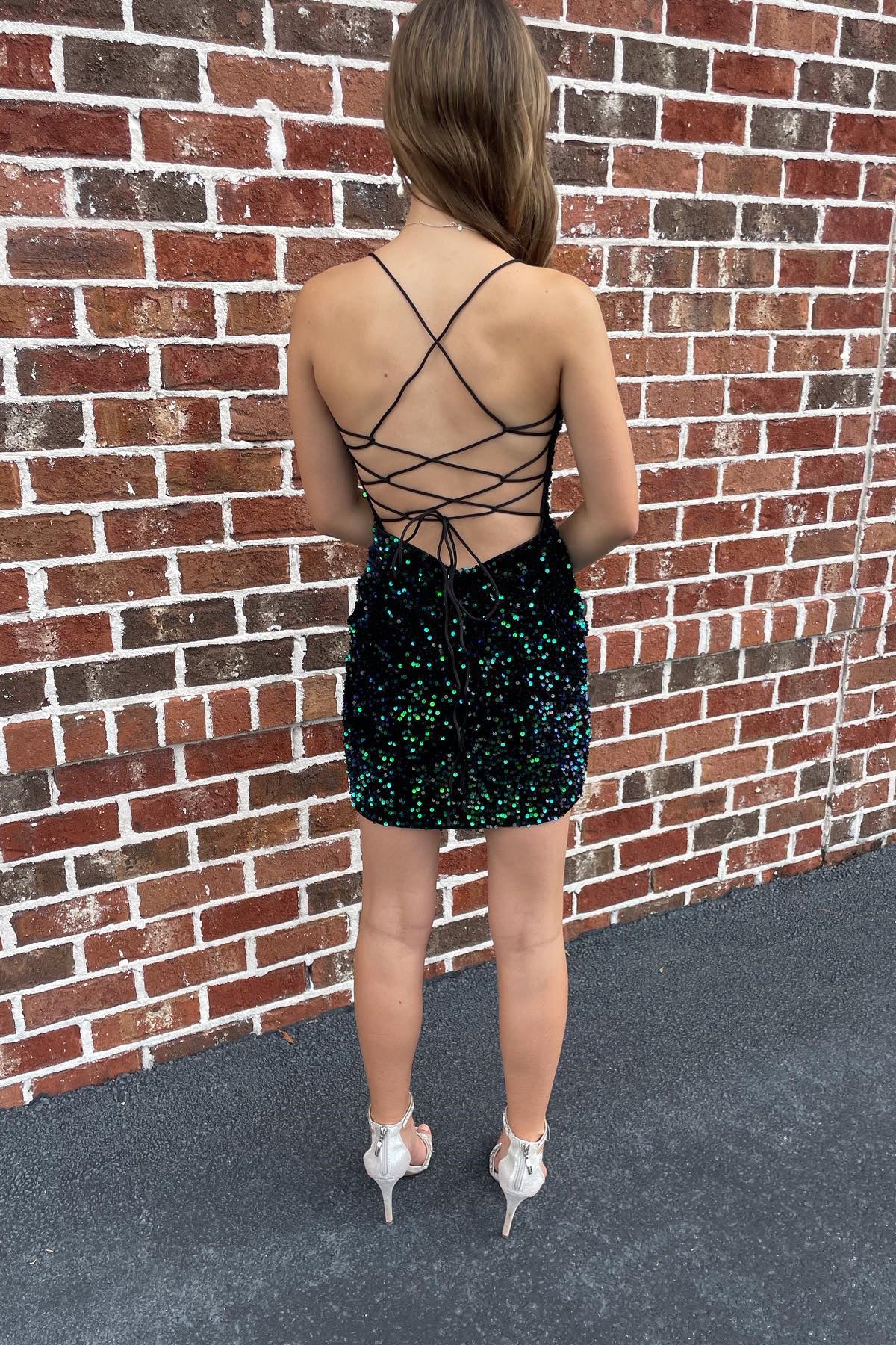 Sexy Short Hoco Dresses Tight Mermaid Sequin Cocktail Dress