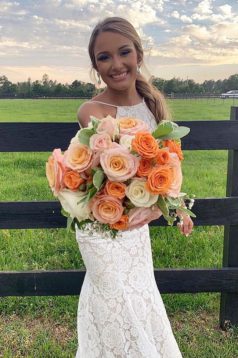 Sexy Yellow Lace Prom Dresses Mermaid Open Back - MyChicDress