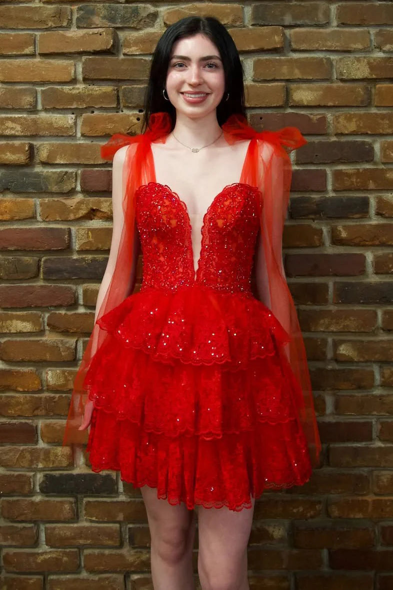 Short Corset Tiered Blue Homecoming Dress with Sequin