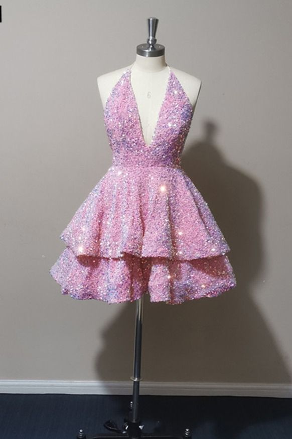 Halter Sequin Cocktail Dress Sparkly Halter Homecoming Dress 2025 - Sequin Beaded Cutout Tiered Short Prom Dress For Teens Glitter Rhinestone Party Dress Halter Sequin Cocktail Dress Sparkly Halter Homecoming Dress 2025 - Sequin Beaded Cutout Tiered Short Prom Dress For Teens Glitter Rhinestone Party Dress