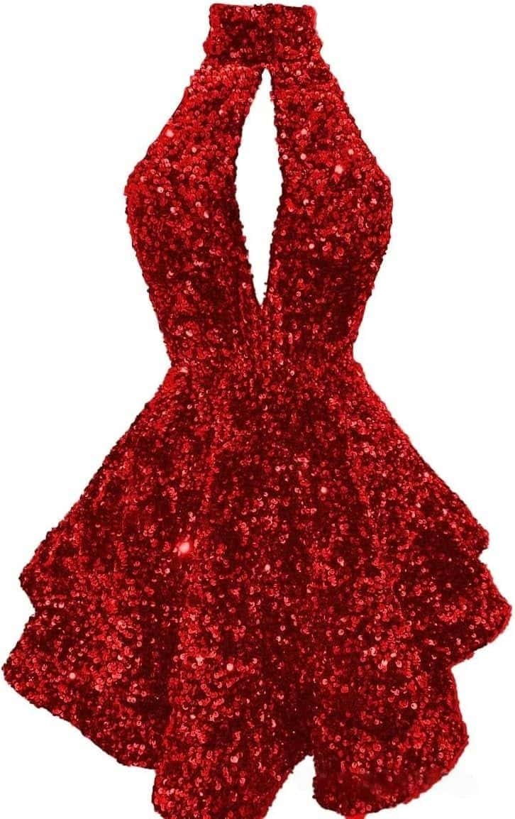 Short Sequin Halter Hoco Dresses Mini Backless Tight Cocktail Dresses