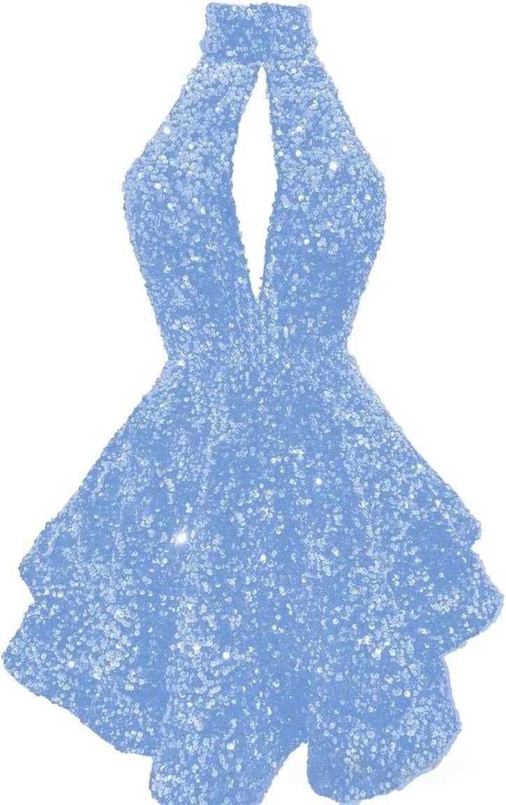 Short Sequin Halter Hoco Dresses Mini Backless Tight Cocktail Dresses