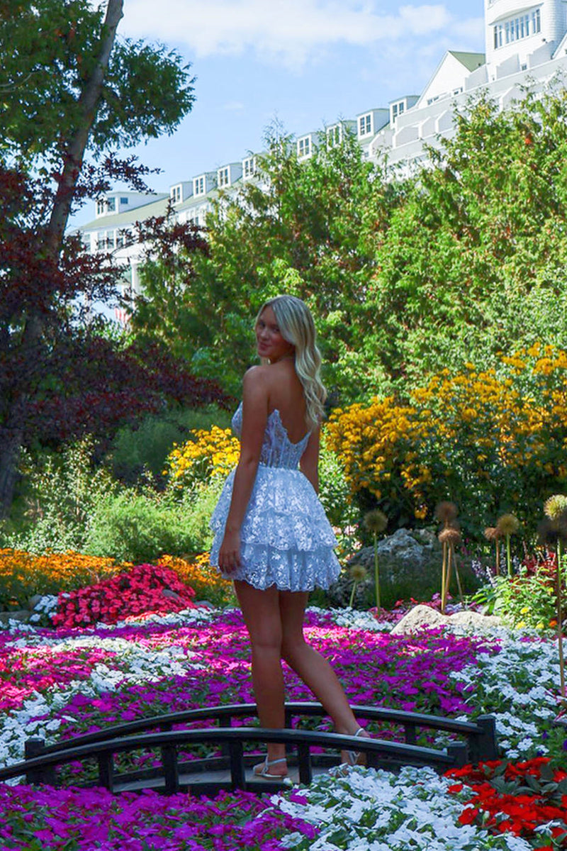 Short Black Homecoming Dresses A Line Sequin Lace Prom Dresses - MyChicDress