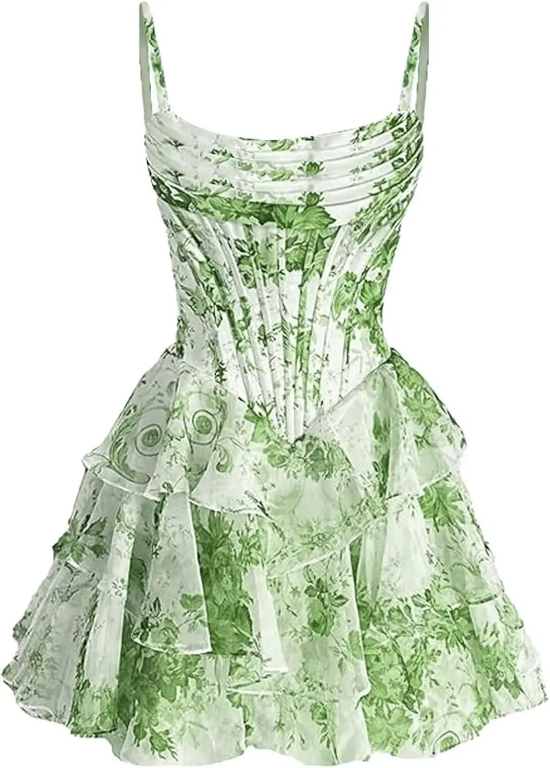 Short Floral Blue Homecoming Dresses Corset Scoop Neck Spaghetti Straps