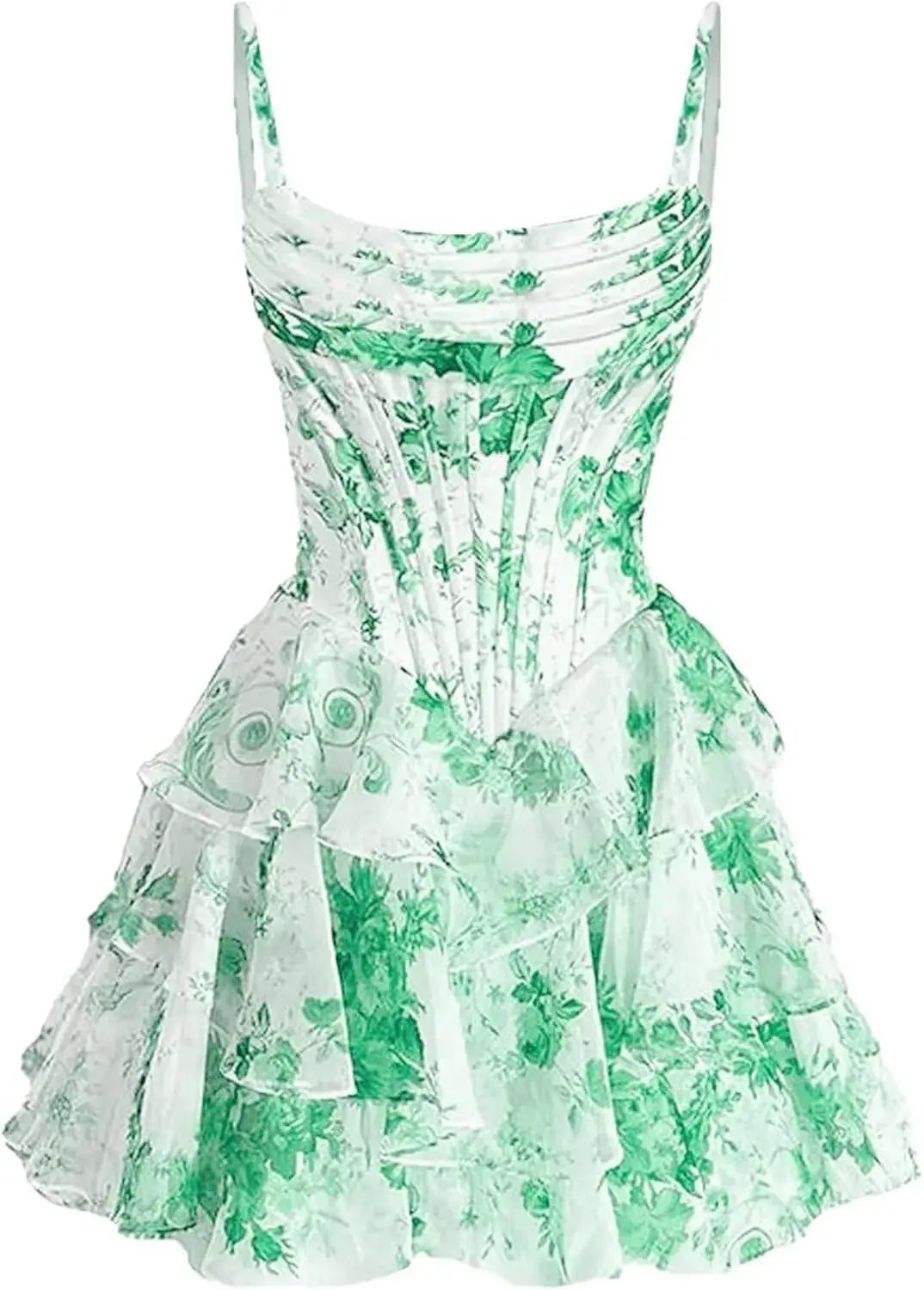 Short Floral Blue Homecoming Dresses Corset Scoop Neck Spaghetti Straps