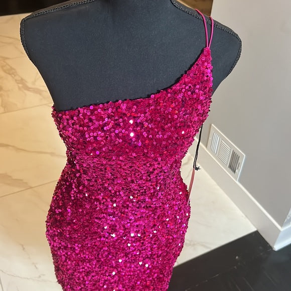 Short Sequin Magenta Homecoming dress 2025 One Shoulder - MyChicDress