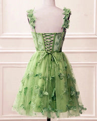 Short Sage Green Homecoming Dresses with Butterfly - MyChicDress