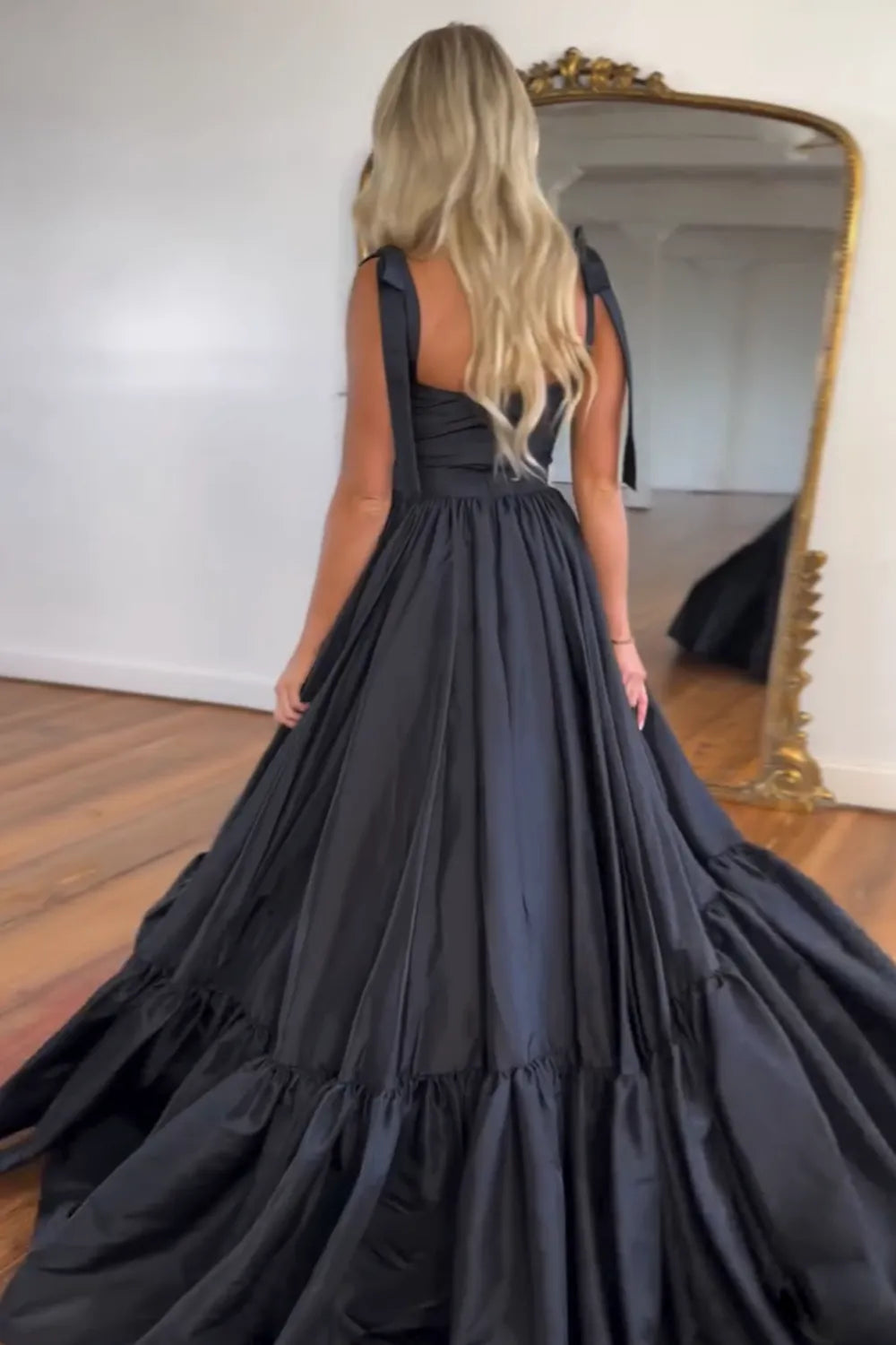 Simple Black Satin Wedding Guest Dress Sweetheart Long Formal Dresses