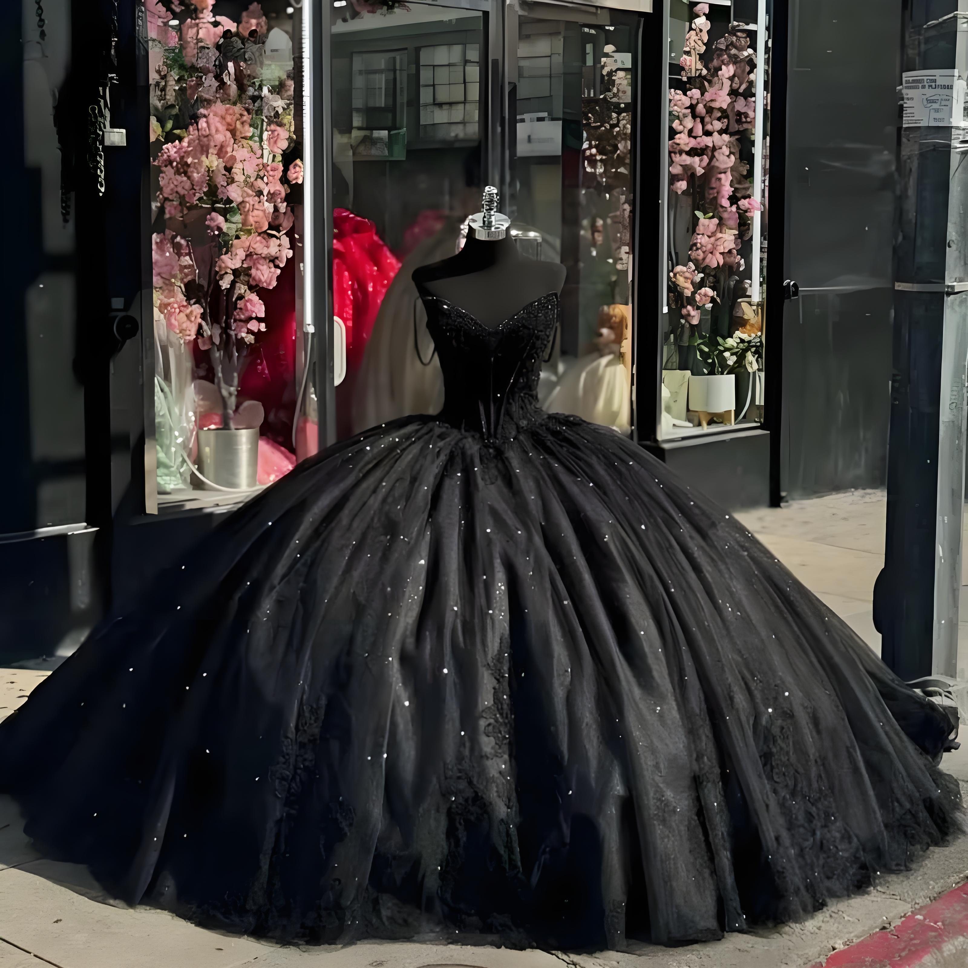 Sparkly Black Quinceanera Dress Sequins Ball Gown for Sweet 16