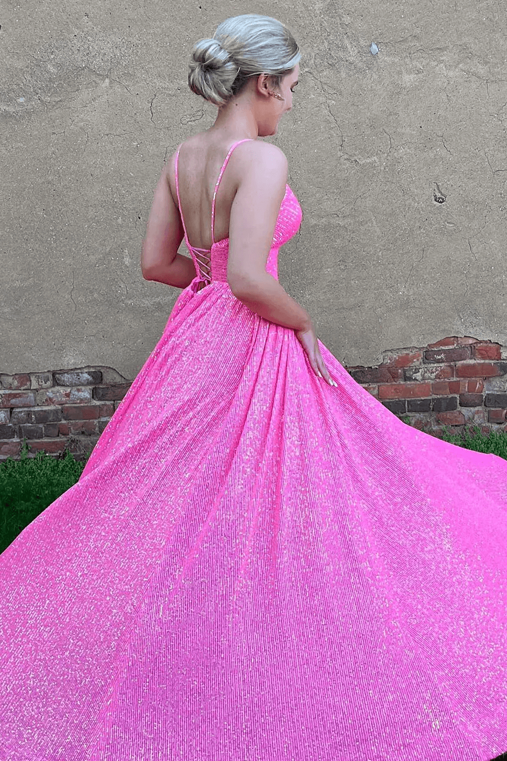 Pink and blue formal dress sales