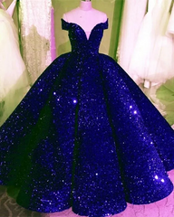 Sparkly royal blue Quinceanera Dresses Sequins Beaded Corset Sweet 16 Dress MyChicDress
