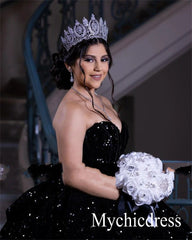Sparkly Sequined Black Quinceanera Dresses Ball Gown Vestidos De 15 Años - MyChicDress