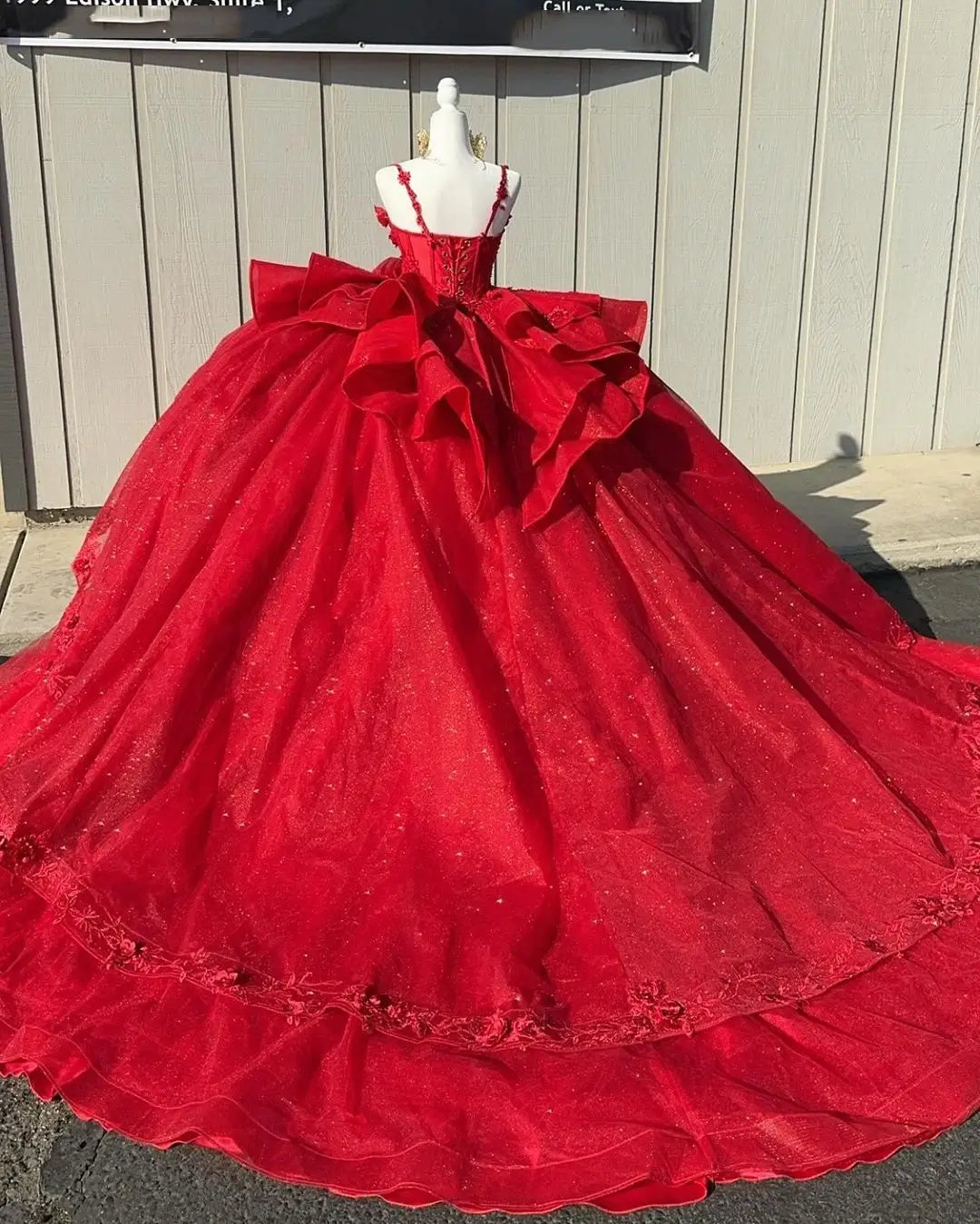 Sparkly Red Quinceanera Dresses Tiered Ruffles Sequin Lace Vestidos De 15