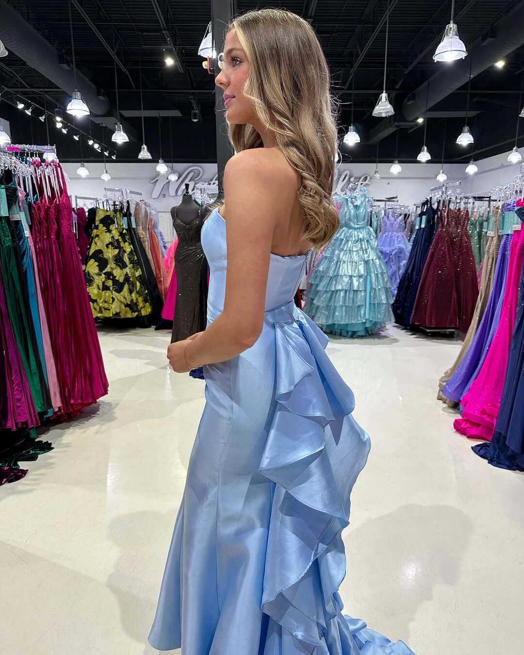 Strapless Red Satin Prom Dress US Long Mermaid Formal Gown