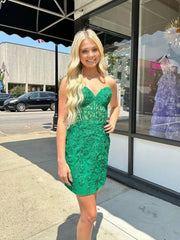 Hot Pink Homecoming Dress Bodycon Mermaid Short Prom dresses Lace - MyChicDress