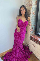 Strapless Royal Blue Evening Dress Velvet Sequins Long Party Dresses - MyChicDress