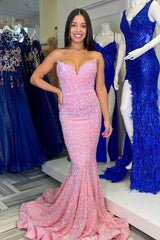 Strapless Royal Blue Evening Dress Velvet Sequins Long Party Dresses - MyChicDress