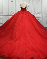 Sweetheart Sleeveless Red Wedding Desses Tulle Quinceanera 16 Dress