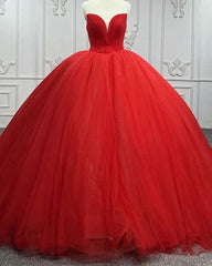 Sweetheart Sleeveless Red Wedding Desses Tulle Quinceanera 16 Dress