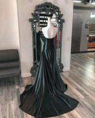 Uk Black Satin Wedding Guest Dress Mermaid Long Prom Dresses Sweetheart