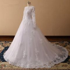Vintage Custom Long Sleeves Lace Wedding Dresses Cheap Appliques